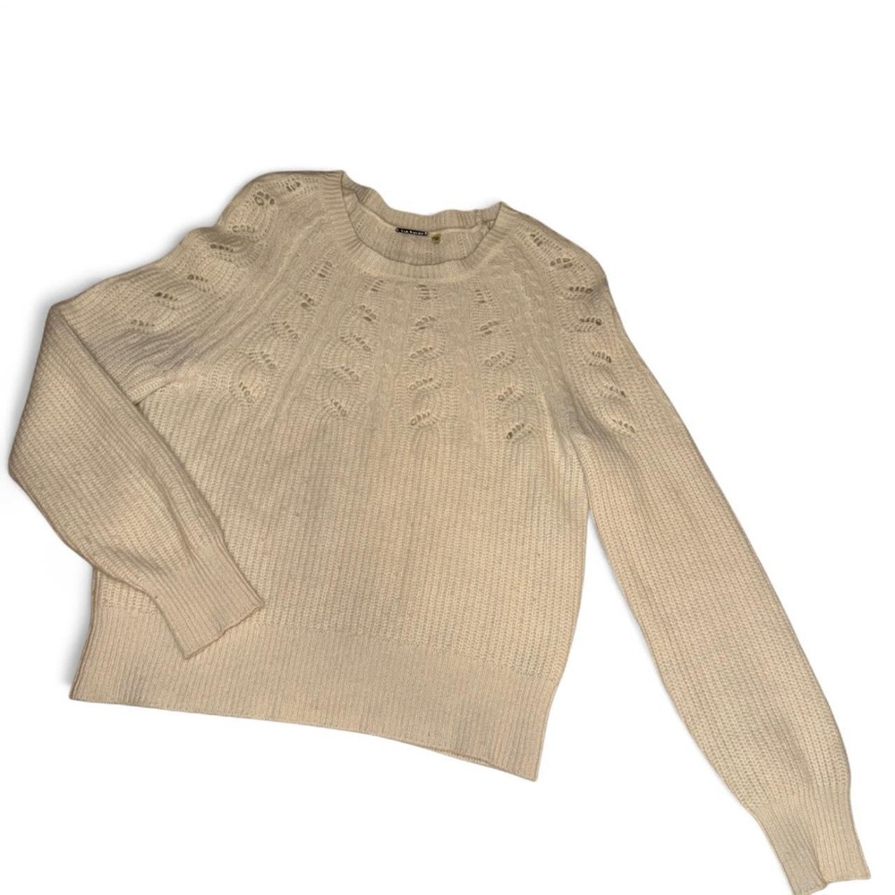 Elie Tahari 100% Cashmere Cream Knit Sweater